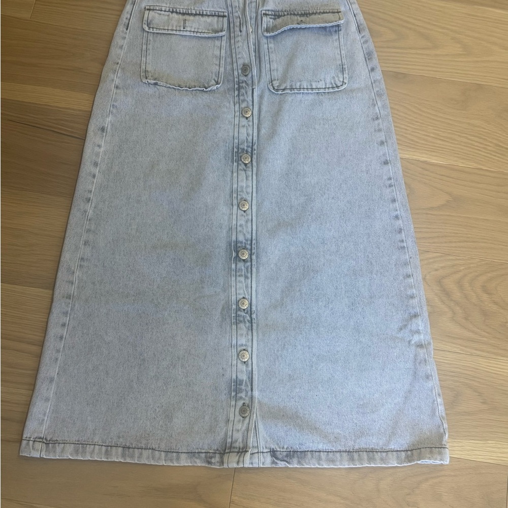 Light Wash Denim Button-Front Skirt